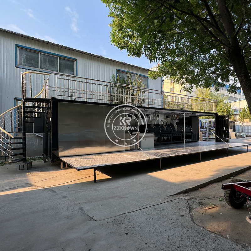 Shipping Container Restaurant for Sale - Customizable Double-Decker Container Restaurant with Spiral Staircase & Expandable Platform