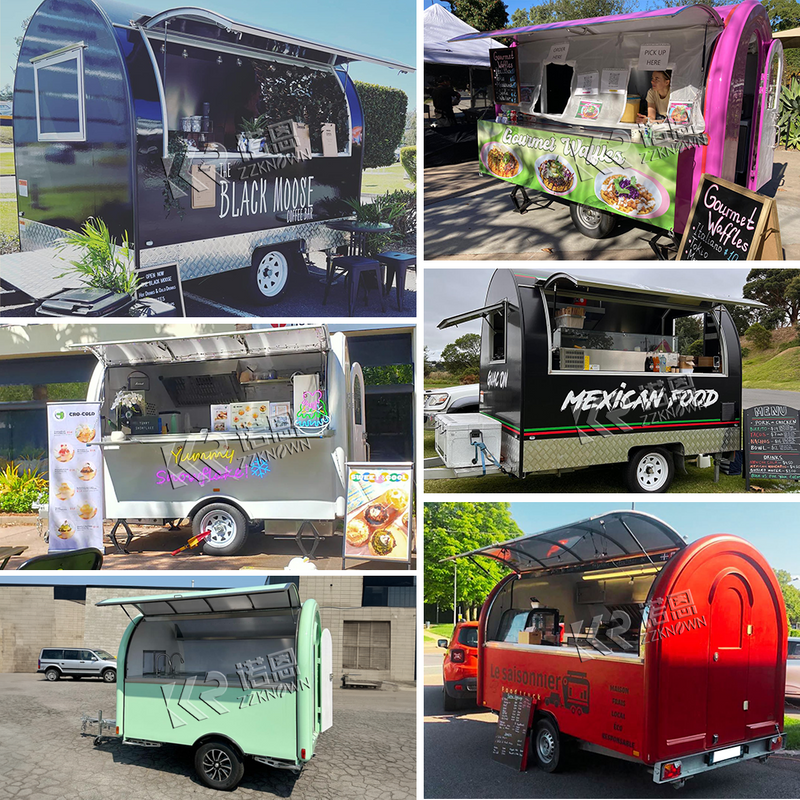 Small Mobile Snack Cart Stainless Steel Food Trailer Portable Coffee Shop Beverage Kiosk for Sale