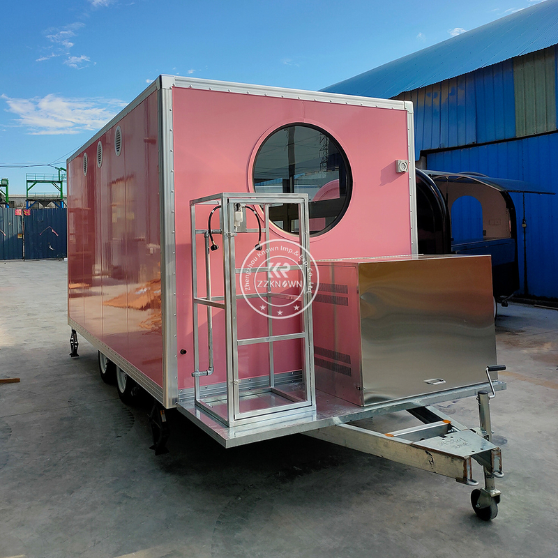 Custom 4m Pink Burger Food Truck for Sale – Dual Axle Catering Trailer with Full Kitchen Setup
