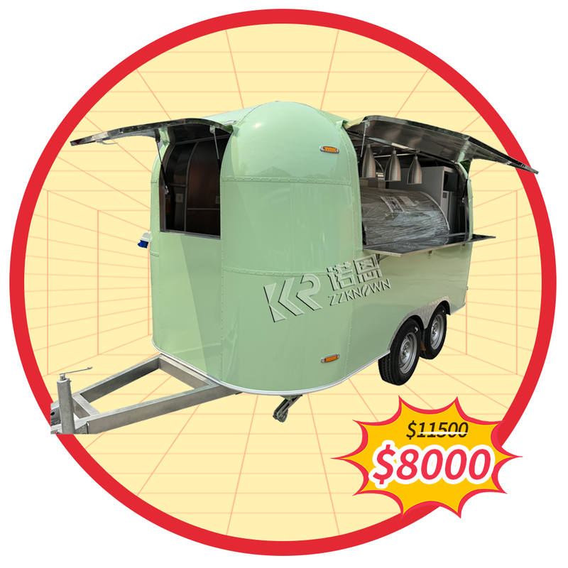 4m/13ft Green Stainless Steel Airstream Style Fast Food Truck Concession Trailer Mobile Food Trailer with European Standard Socket in Germany