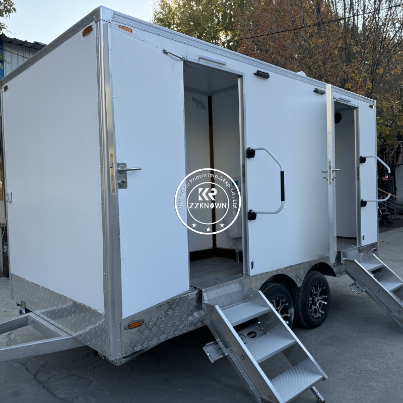 KN-430CS Outdoor Mobile Toilet Luxury Portable 2 Stall Restroom Trailers for Sale