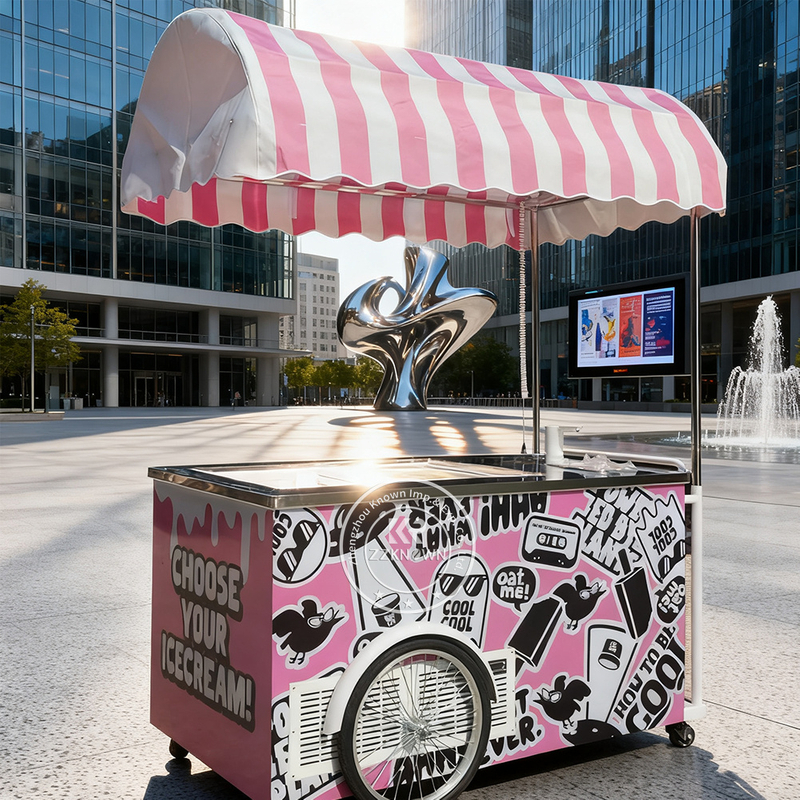 Vintage Design Retro Ice Cream Cart | Mobile Sales | Customizable for European Markets