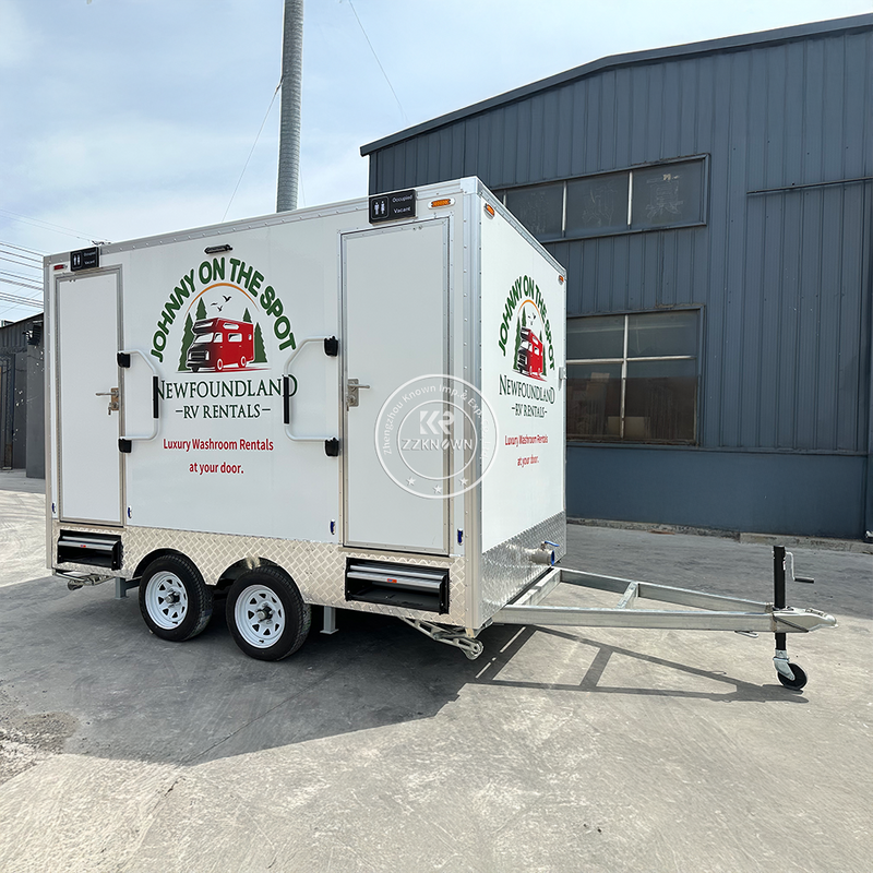3.5m Mobile Toilet Trailer with Shower | Dual Restroom Units, 110V AC, Canadian Standard | Customizable Logo