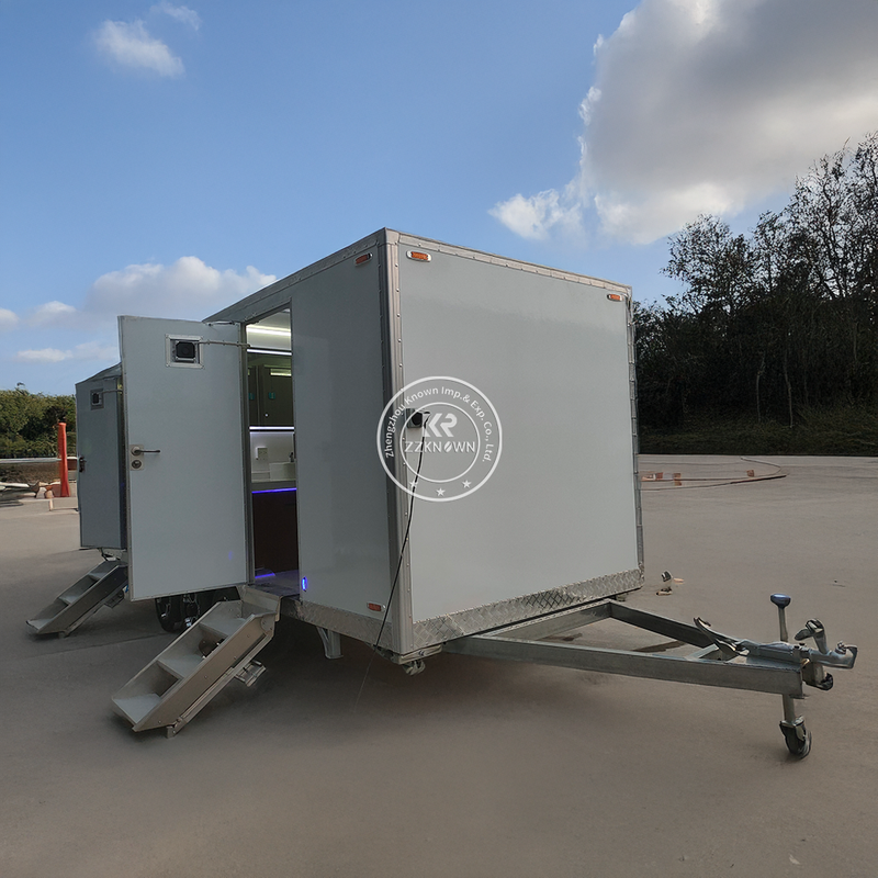 5.8M Portable Toilet Trailer | Dual-Gender Fiberglass Restroom