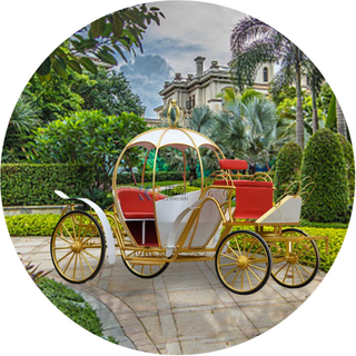 OEM European Style White Electric Pumpkin Carriage Wedding Sightseeing Play Horse Drawn Carriage