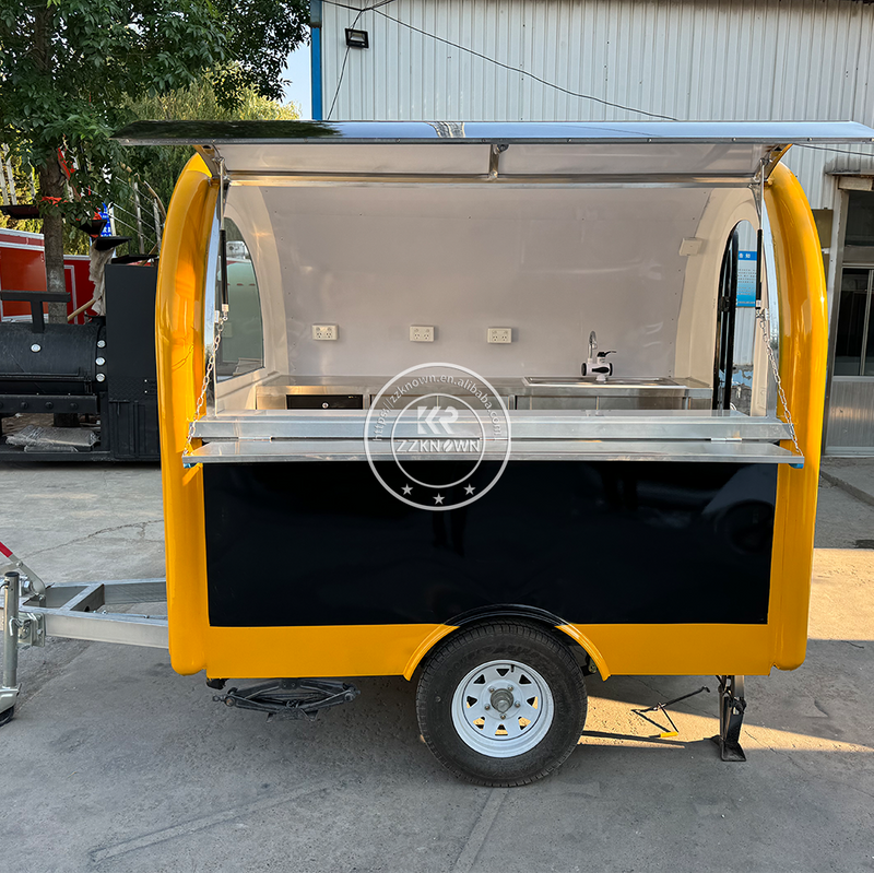 KN-FR220B Snack Cart CONCESSION TRAILERS Black And Golden Small Food Trailer