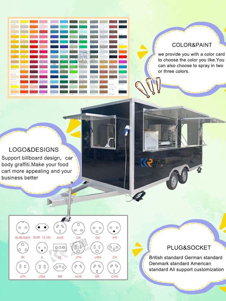 KN-FK-400S Australian Standard Food Trailer Food Cart Cooking Trailer ...