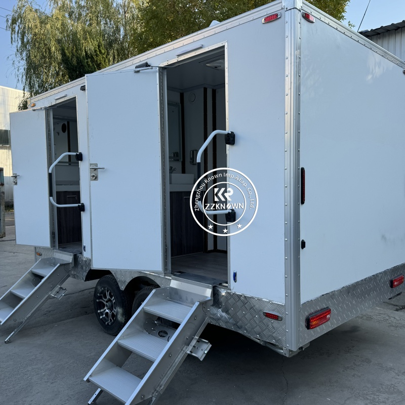 KN-430CS Outdoor Mobile Toilet Luxury Portable 2 Stall Restroom Trailers for Sale