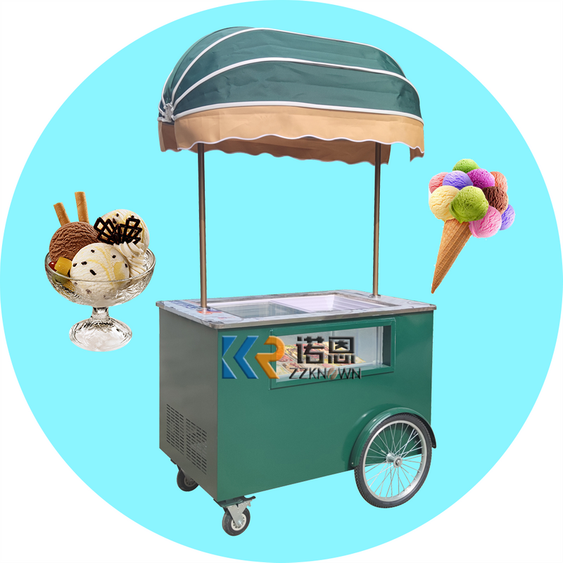 Commercial Display Ice Cream Compressor Freezer Gelato Display Freezer Hand Push Cart