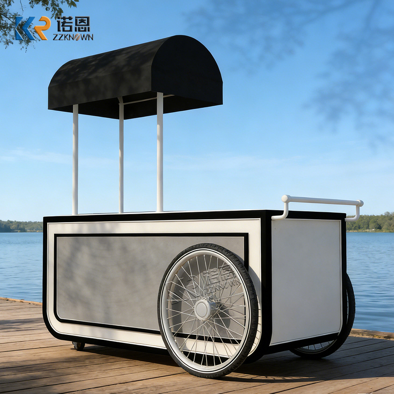 Hand-push food cart with strong sheet metal body