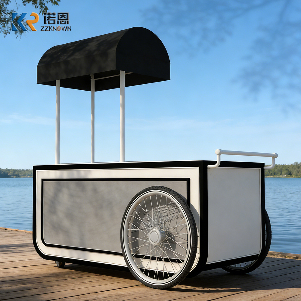 Hand-push food cart with strong sheet metal body