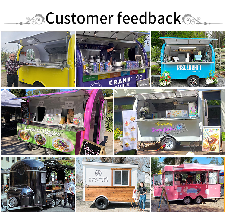 KN-FR-300W Green Dome Food Truck With Light Sign Custom Food Trailer Mobile Coffee Car Stall Water Bar Milk Tea Shop