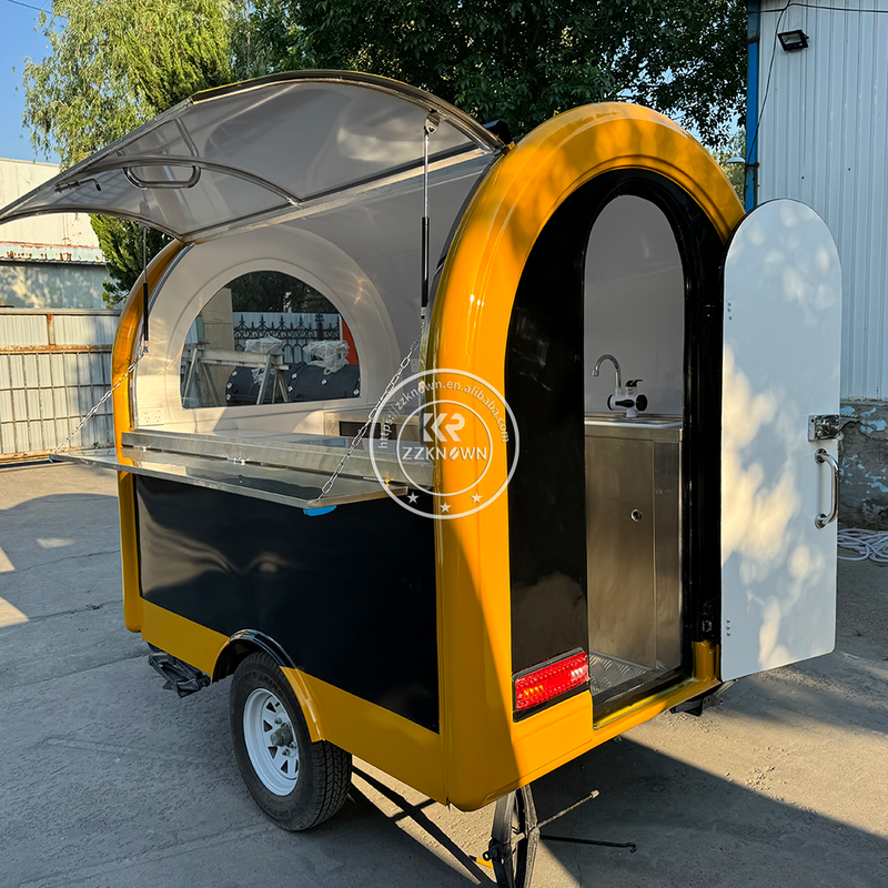 KN-FR220B Snack Cart CONCESSION TRAILERS Black And Golden Small Food Trailer