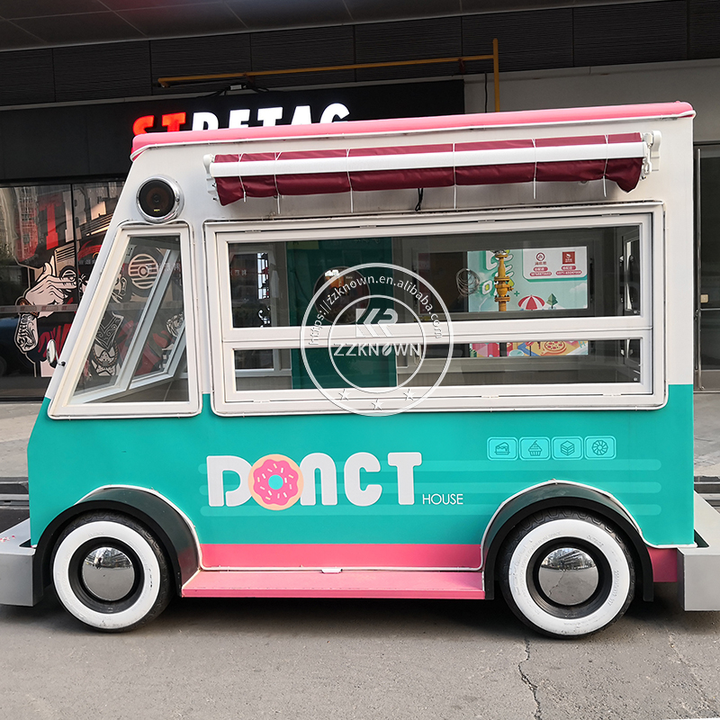 Cute Donut Ice Cream Juice Mobile Food Cart 110V USA Standard Commercial Small Electric Food Truck