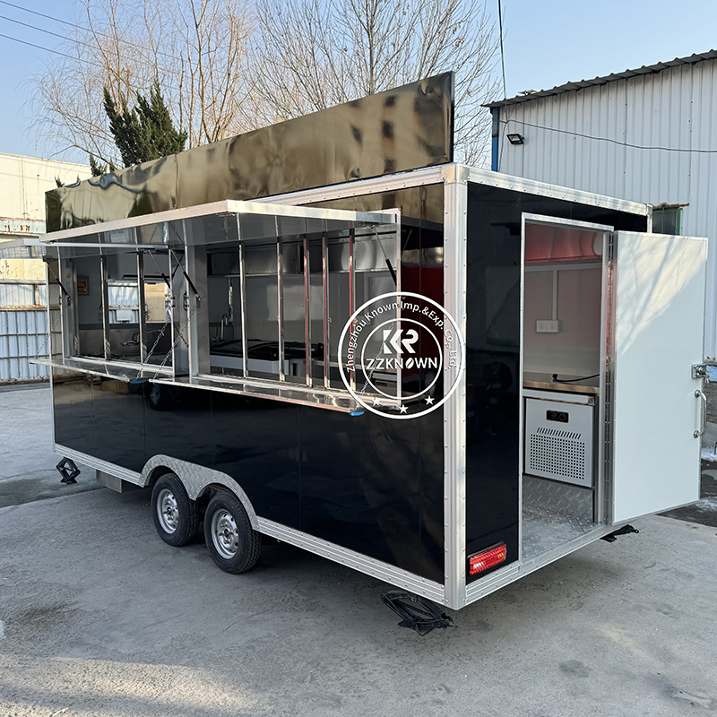 Ready In Stock Fast Shipping 5m/16.4ft Square Food Trailer US Standard Street Mobile Fast Food Truck With Full Kitchen