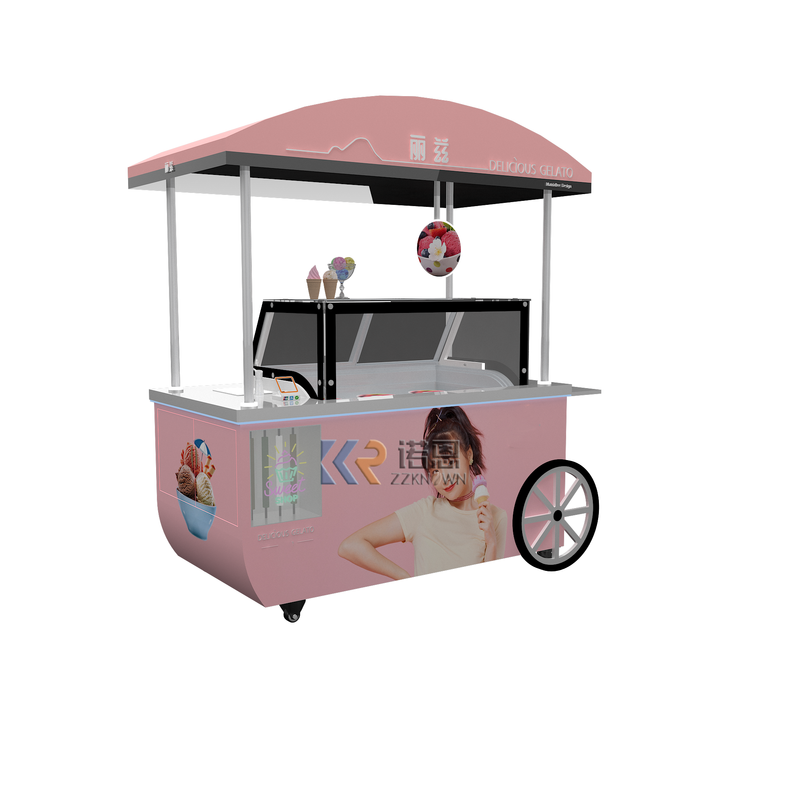 EU Standard Mobile Food Kitchen Trailer Italian Ice Cream Cart Slush Food Trolley Cart