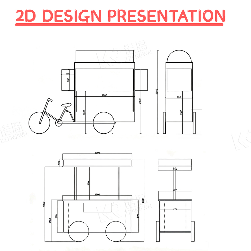 Fast Ice Cream Cart Mobile Food Kiosk Moveable Candy Floss Food Booth With Small Wheels null Wheels