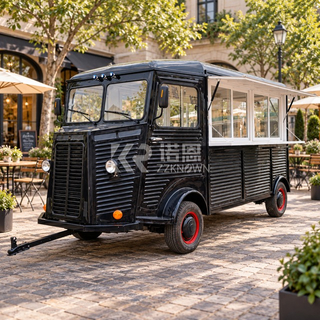 Black Citroen Style Food Trailer with Glass Service Windows | KN-CT500-S02