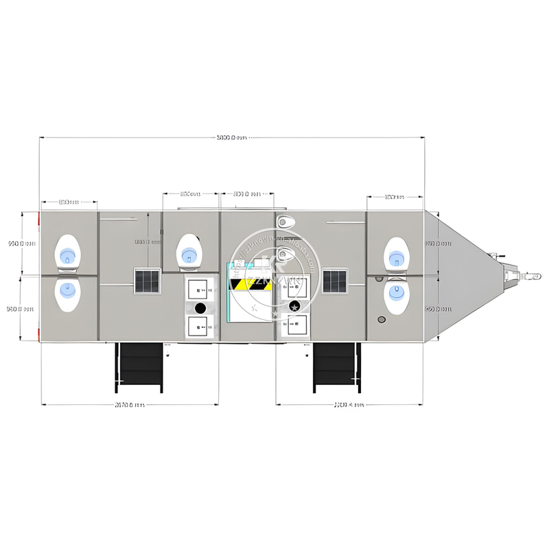 KN-580CS 19ft 2 Rooms Professional Customisable Multi-style Portable Mobile Restroom Toilet Trailer for Sale USA Europe