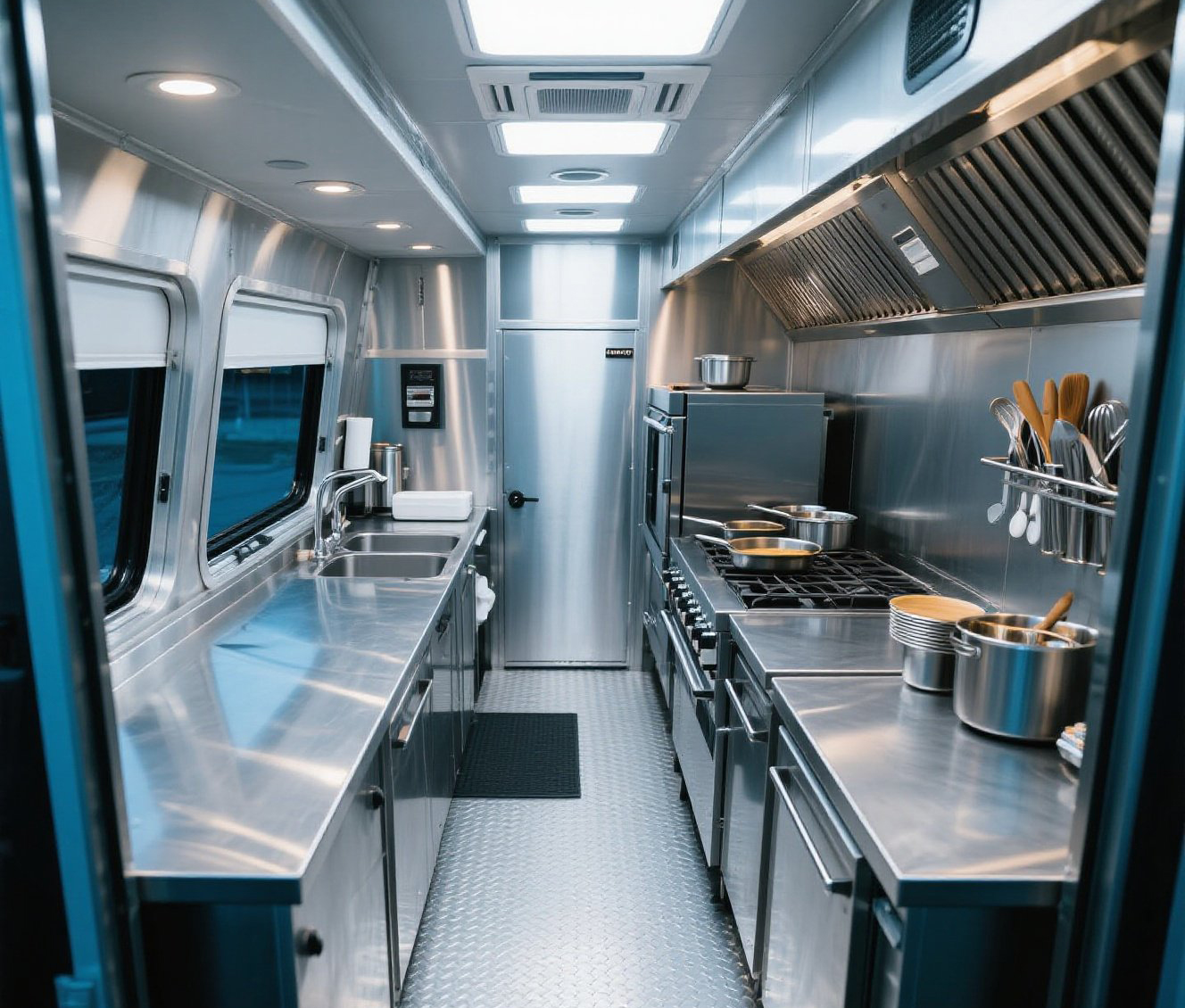 jimeng-2025-07-25-1889-Inside view of a stainless steel food tr...