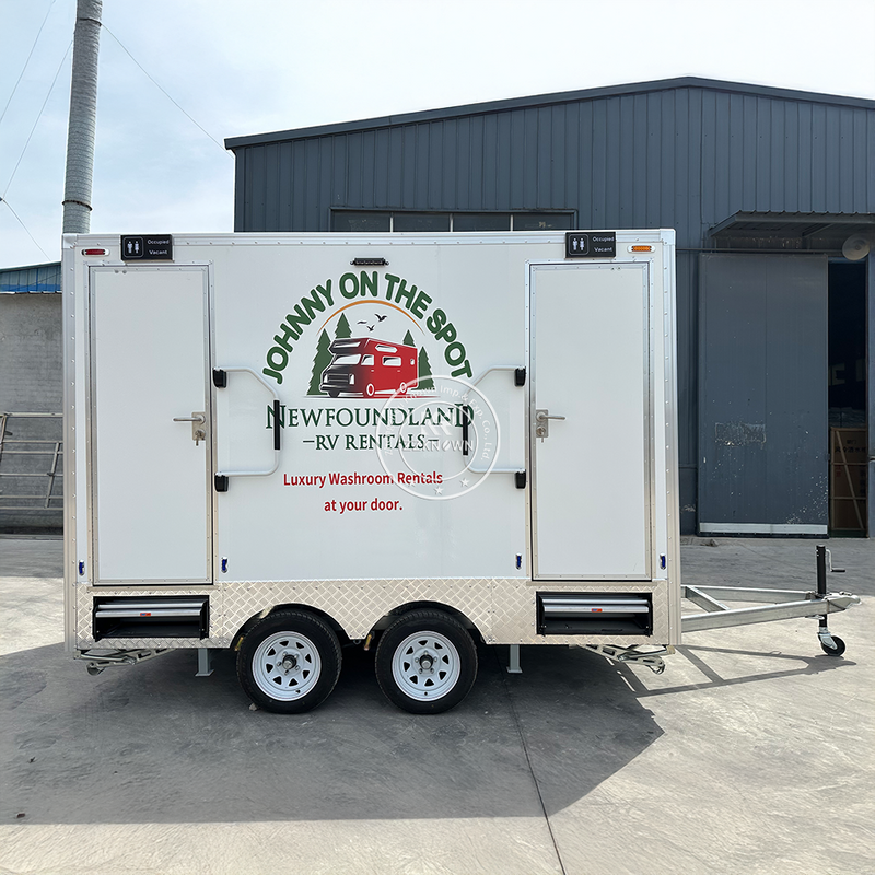 3.5m Mobile Toilet Trailer with Shower | Dual Restroom Units, 110V AC, Canadian Standard | Customizable Logo