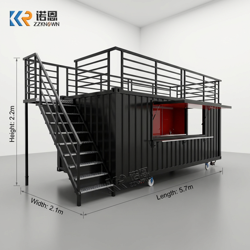 5.7M Double Deck Container Restaurant – Modern Two-Story Food Container with Rooftop Terrace