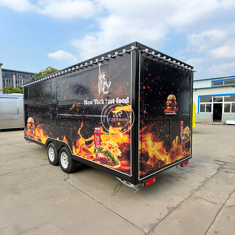 5.5m Custom Fully Equipped Burger Trailer for Sale | RAL8022 Brown Catering Trailer with EU Standard | ZZKNOWN